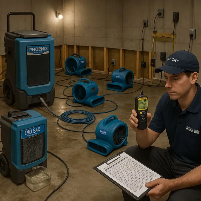 Structural Drying and Dehumidification process in Mooreland, OK